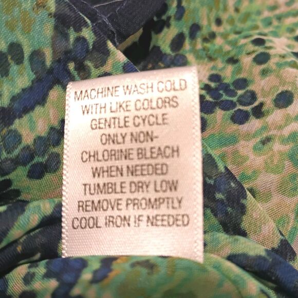 Dana Buchman Sz Large Overlay Kaftan Poncho Style Green Print - Picture 5 of 8